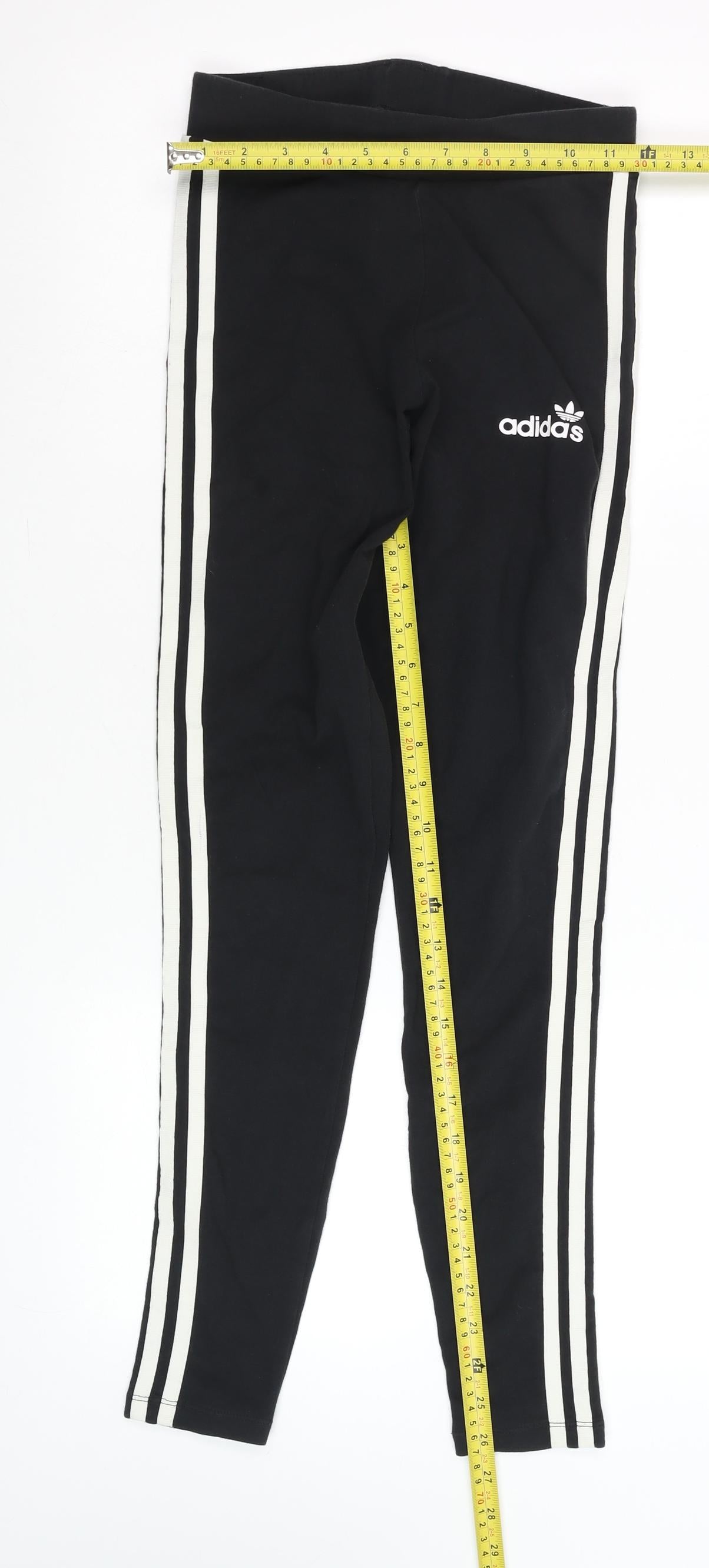 Adidas Womens Black Size 8 Slim Fit 3-Stripes Leggings