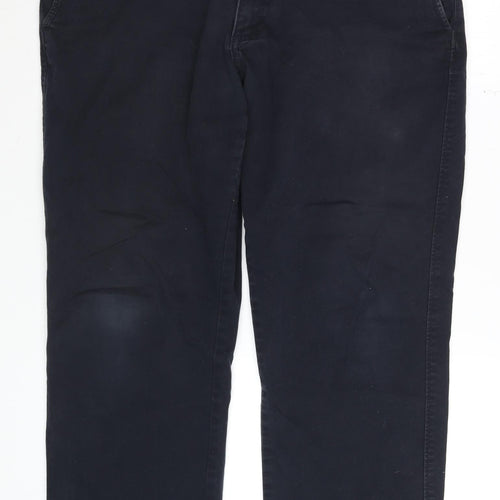 André Men's Black Chino Trousers 38S Classic Fit Stretch Cotton