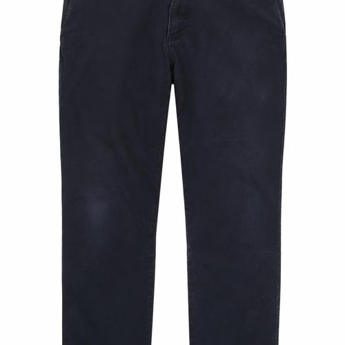 André Men's Black Chino Trousers 38S Classic Fit Stretch Cotton