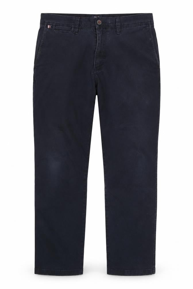 André Men's Black Chino Trousers 38S Classic Fit Stretch Cotton