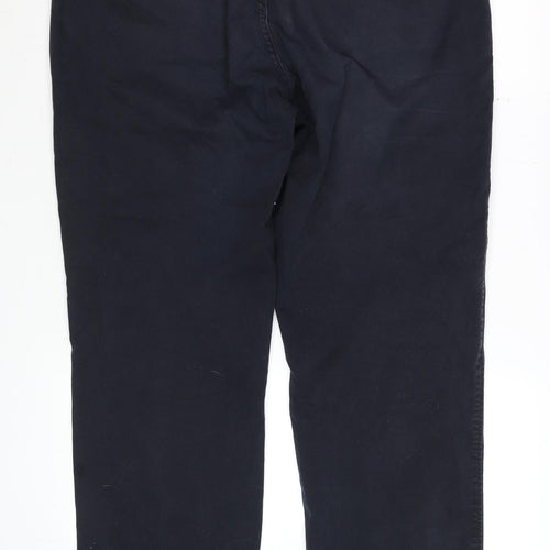 André Men's Black Chino Trousers 38S Classic Fit Stretch Cotton