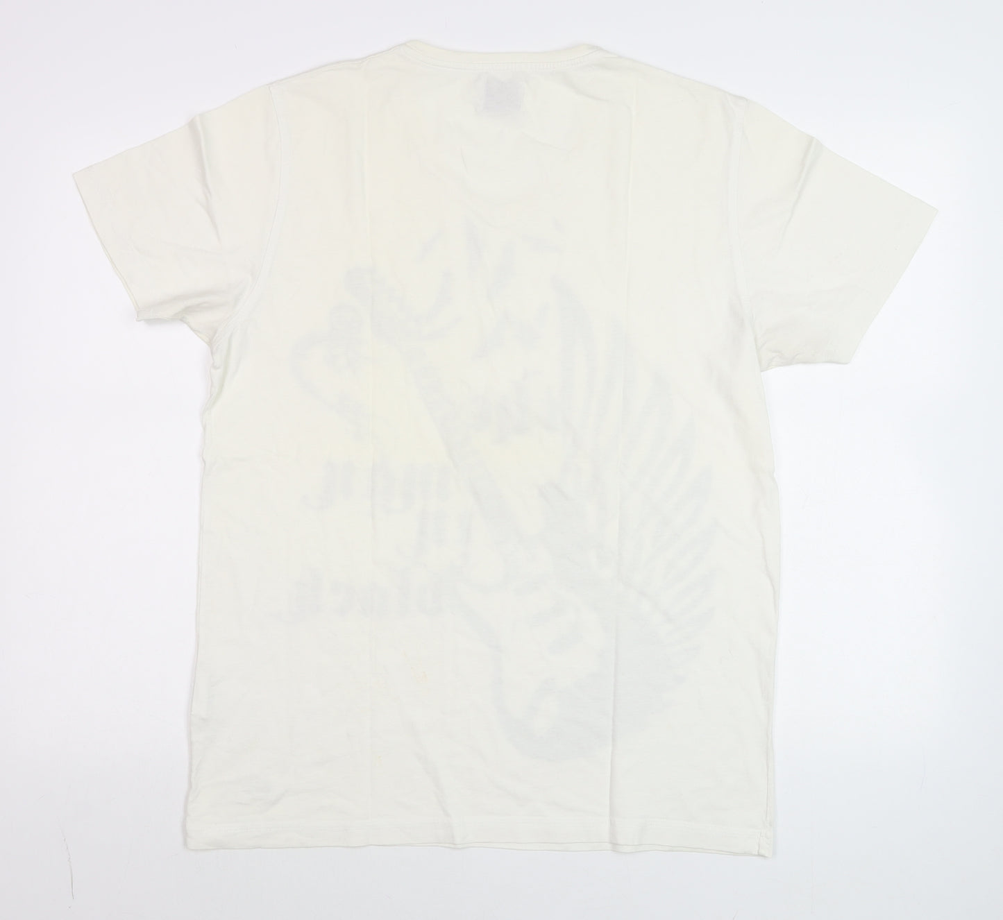Jack & Jones Men White V-Neck Music Graphic Print T-Shirt Size M