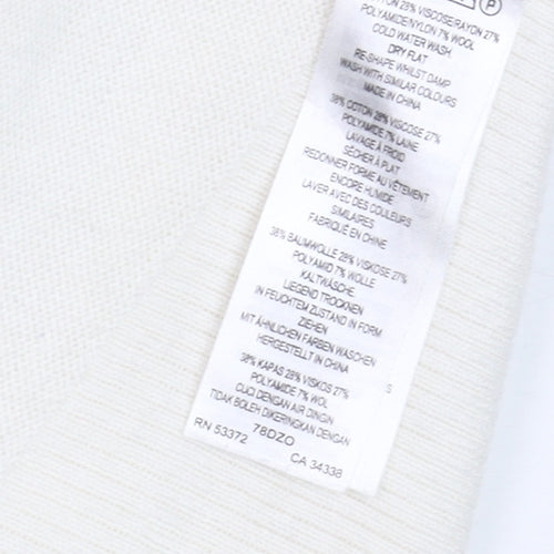 French Connection Women’s Ivory Long Sleeve Open Knit Cardigan L