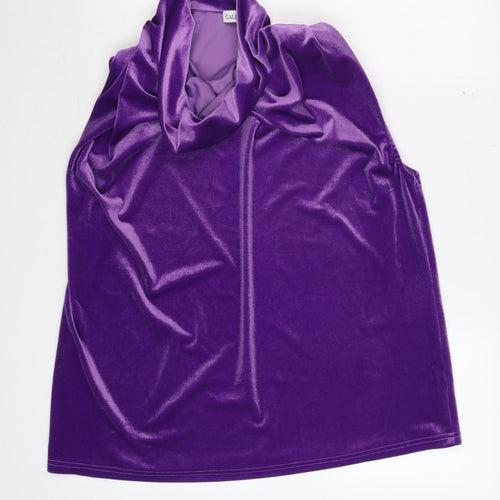 Gallery Women’s Purple Velvet Cowl Neck Sleeveless Top Size L