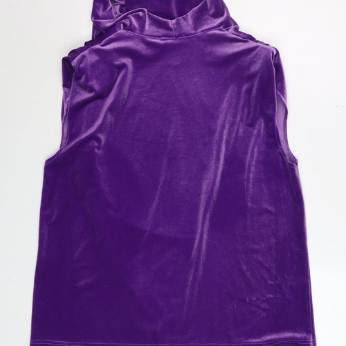 Gallery Women’s Purple Velvet Cowl Neck Sleeveless Top Size L