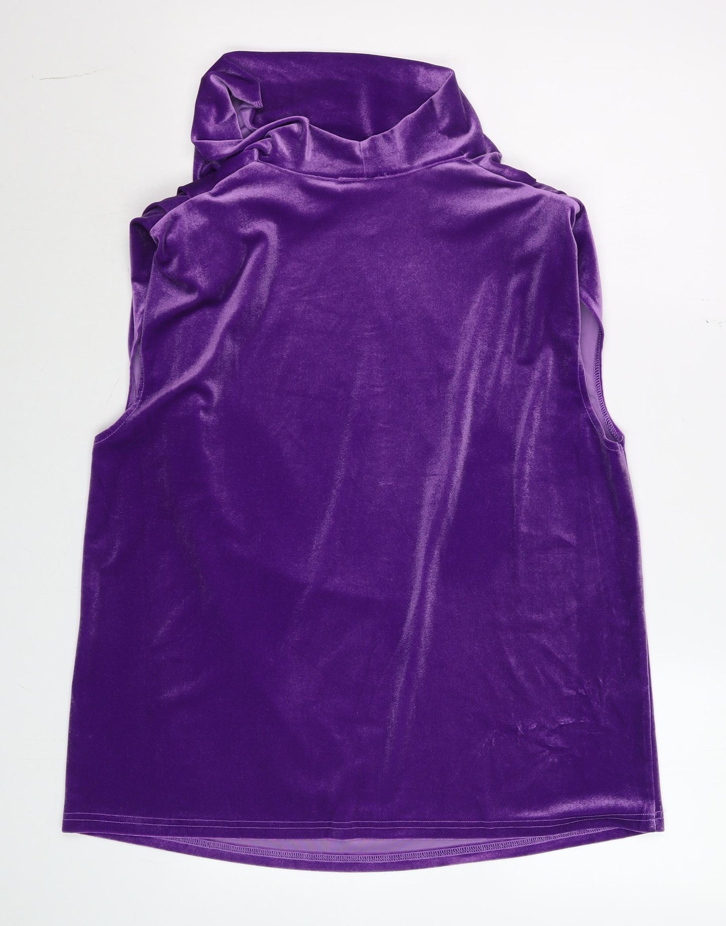 Gallery Women’s Purple Velvet Cowl Neck Sleeveless Top Size L