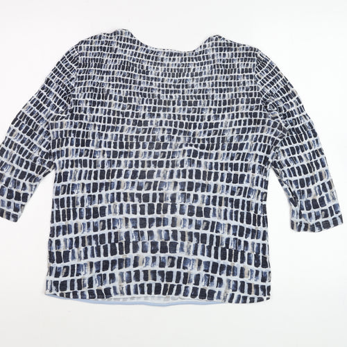 Gerry Weber Women's Blue Geometric 3/4 Sleeve Viscose T-Shirt Size 10