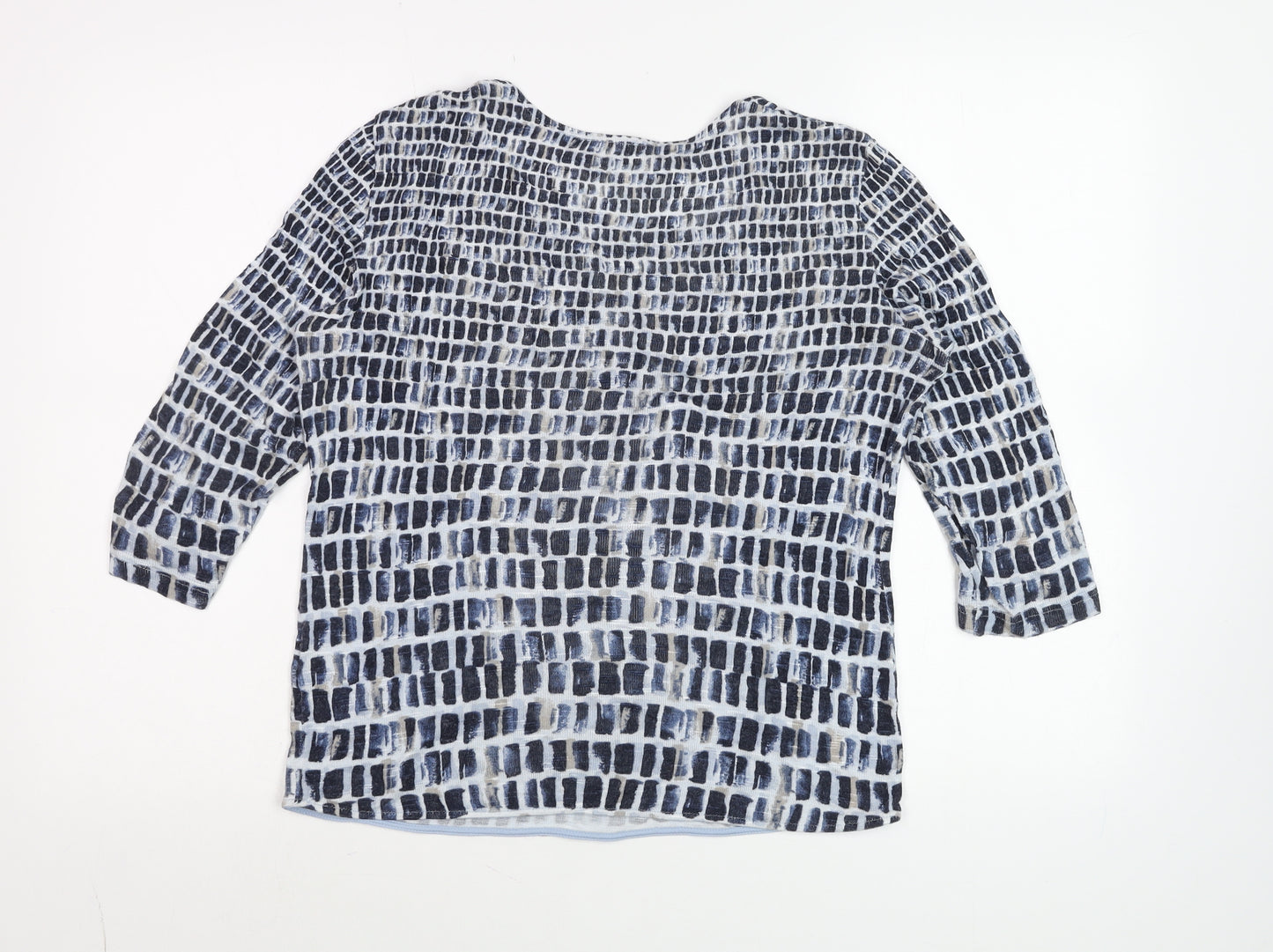 Gerry Weber Women's Blue Geometric 3/4 Sleeve Viscose T-Shirt Size 10