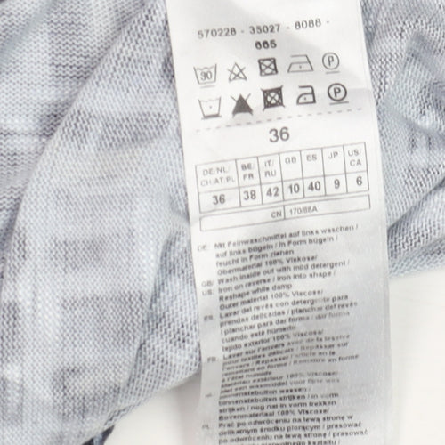 Gerry Weber Women's Blue Geometric 3/4 Sleeve Viscose T-Shirt Size 10