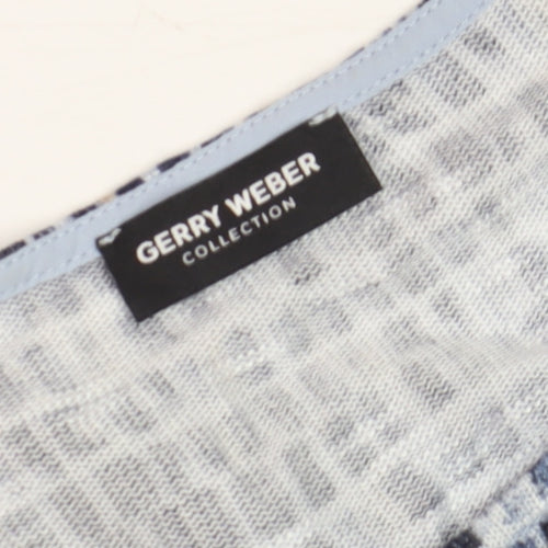 Gerry Weber Women's Blue Geometric 3/4 Sleeve Viscose T-Shirt Size 10