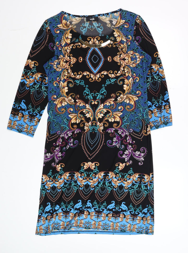 Wallis Women's Multicoloured Paisley Shift Dress Size 14