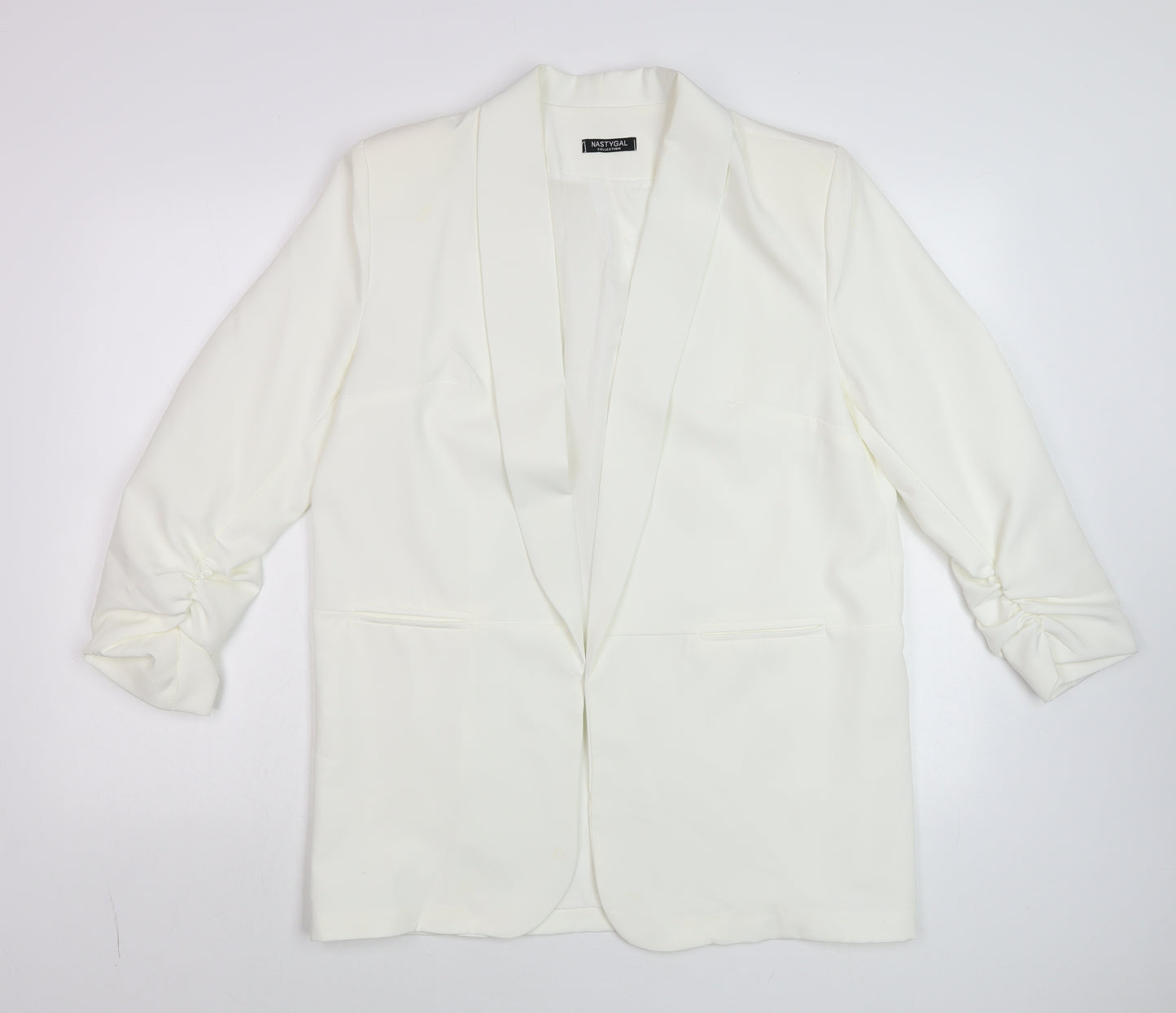 Nasty Gal Women's White Shawl Collar Longline Tuxedo Blazer Size 16