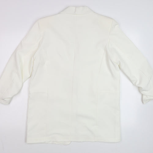 Nasty Gal Women's White Shawl Collar Longline Tuxedo Blazer Size 16