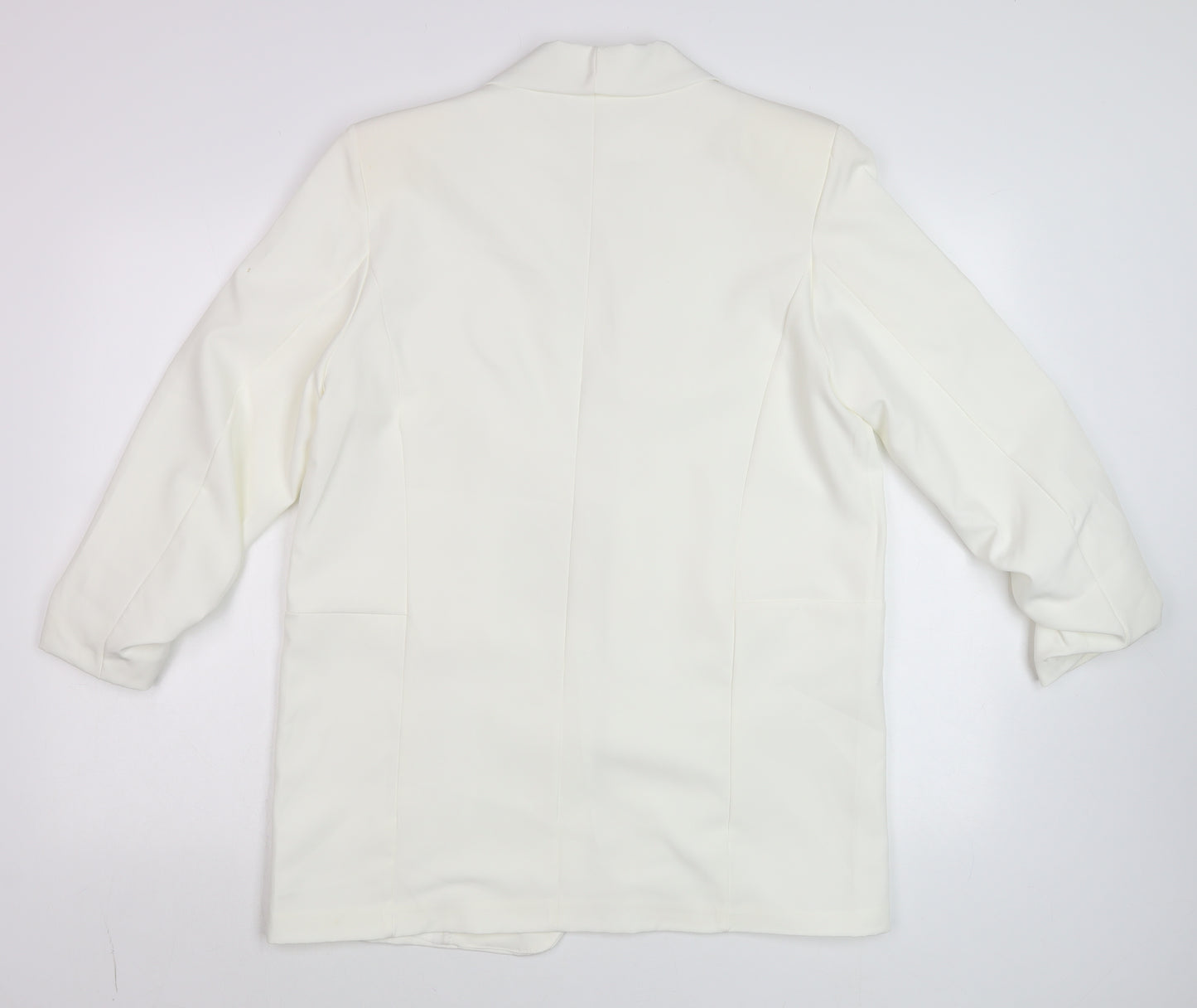 Nasty Gal Women's White Shawl Collar Longline Tuxedo Blazer Size 16