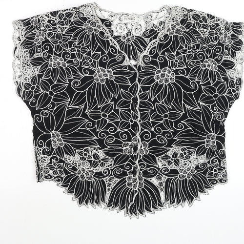 Stephany Womens Black Lace Floral Tunic Blouse Size L Viscose Summer Top