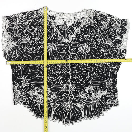 Stephany Womens Black Lace Floral Tunic Blouse Size L Viscose Summer Top