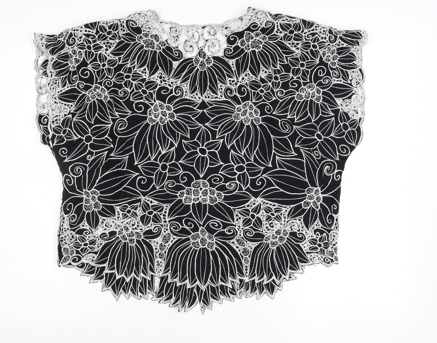 Stephany Womens Black Lace Floral Tunic Blouse Size L Viscose Summer Top