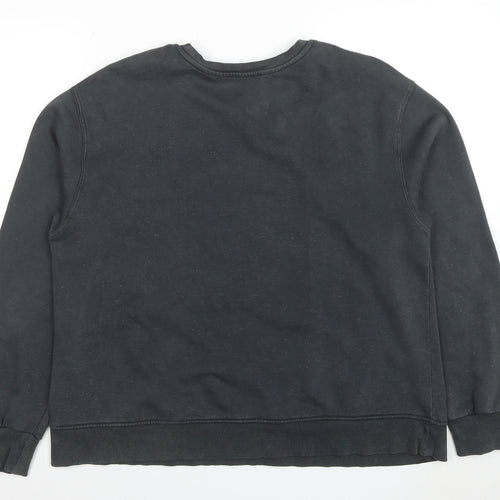 Zara Women Black Studded Pullover Sweatshirt Size M Cotton Blend