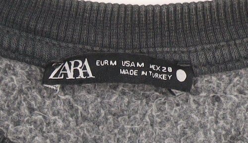 Zara Women Black Studded Pullover Sweatshirt Size M Cotton Blend