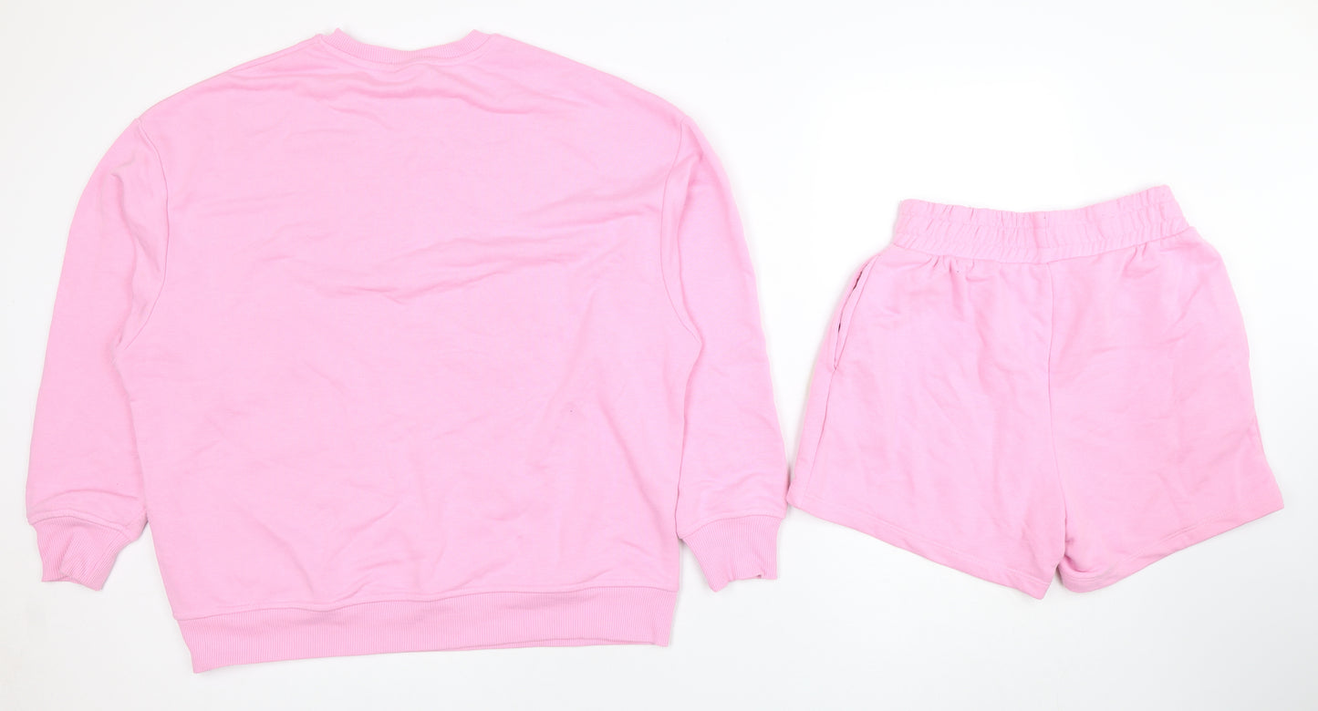 Smiley World Womens Pink XS Sweatshirt & Shorts Set Casual Loungewear