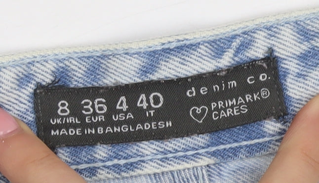 Primark Denim Co Women Blue Size 8 High Rise Cut-Off Denim Shorts