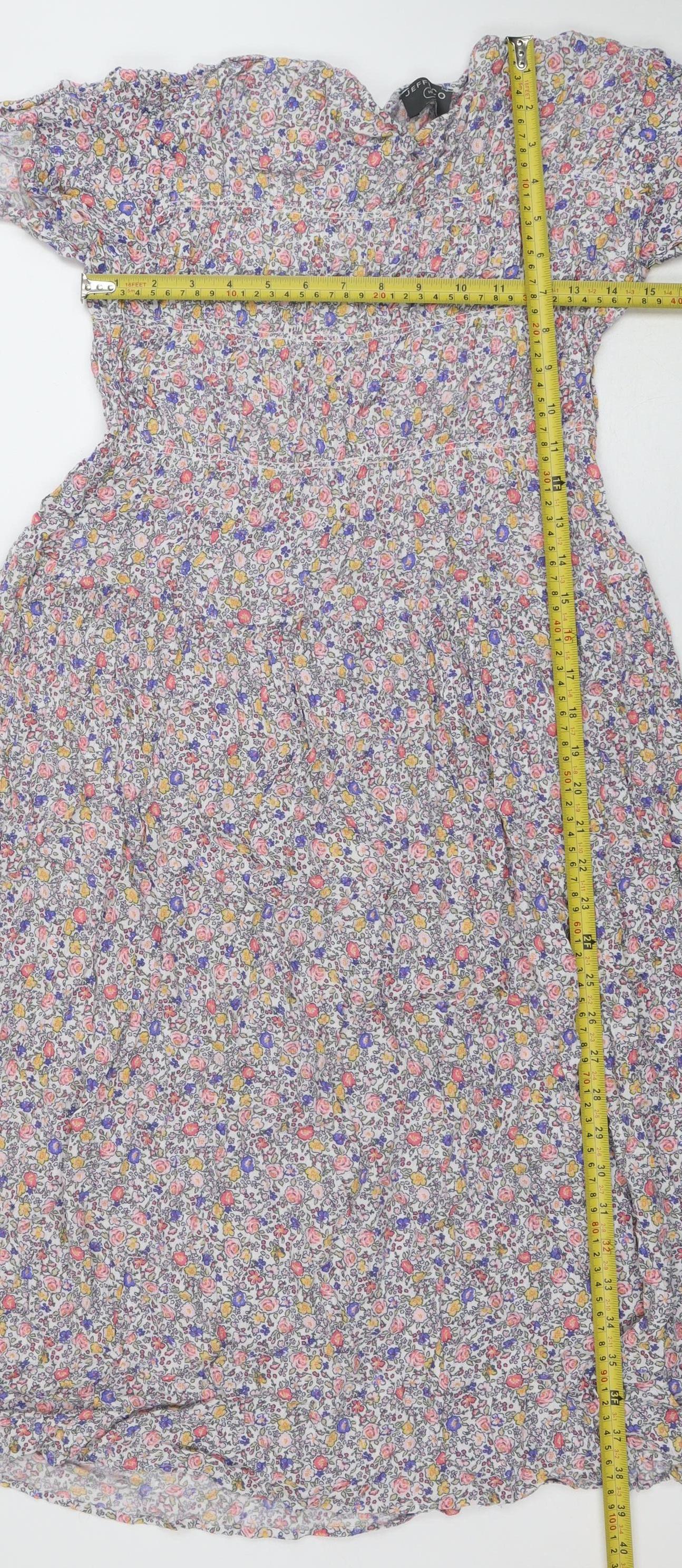 Jeff&Co Women’s Multicoloured Floral Fit & Flare Dress Size 10