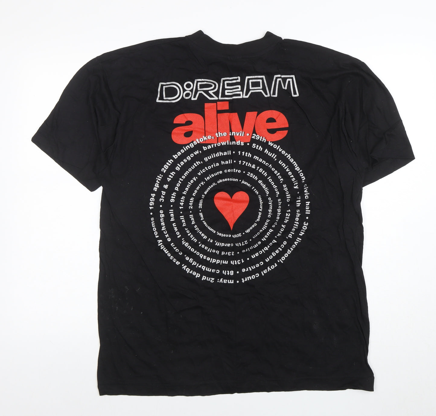D:Ream Black 90s Band Tour Vintage Mens L Graphic T-Shirt