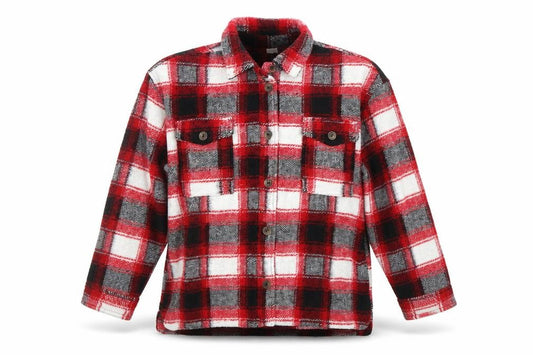 Next Girls Red Check Flannel Shirt Jacket 12 Years Button Long Sleeve