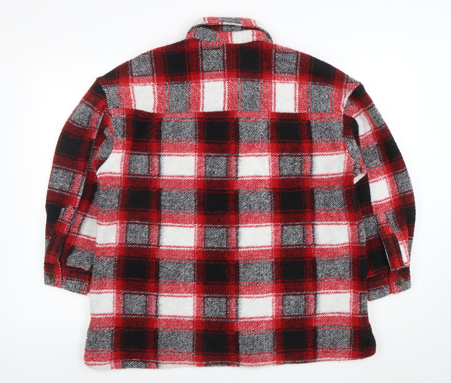 Next Girls Red Check Flannel Shirt Jacket 12 Years Button Long Sleeve