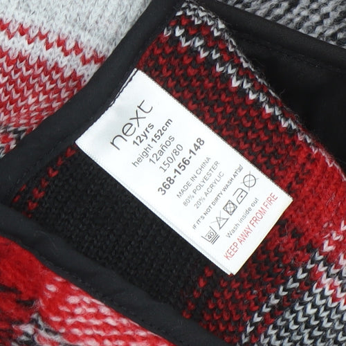 Next Girls Red Check Flannel Shirt Jacket 12 Years Button Long Sleeve
