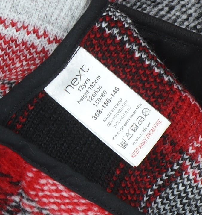 Next Girls Red Check Flannel Shirt Jacket 12 Years Button Long Sleeve