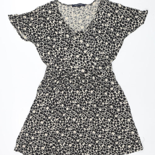 French Connection Womens Black Animal Print Sleeveless Wrap Dress Size 10