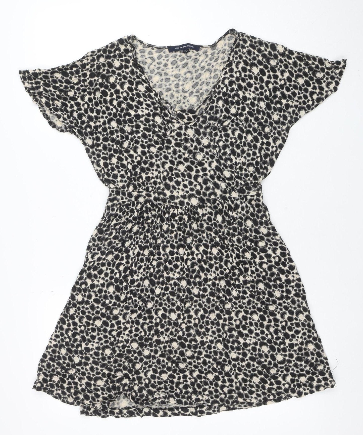 French Connection Womens Black Animal Print Sleeveless Wrap Dress Size 10