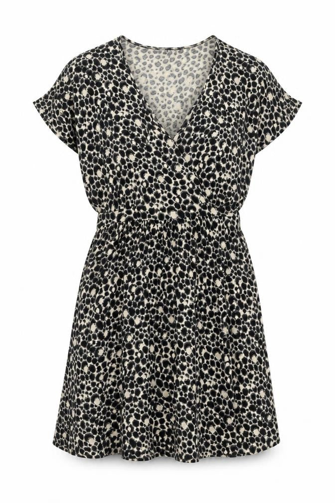 French Connection Womens Black Animal Print Sleeveless Wrap Dress Size 10