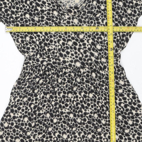 French Connection Womens Black Animal Print Sleeveless Wrap Dress Size 10