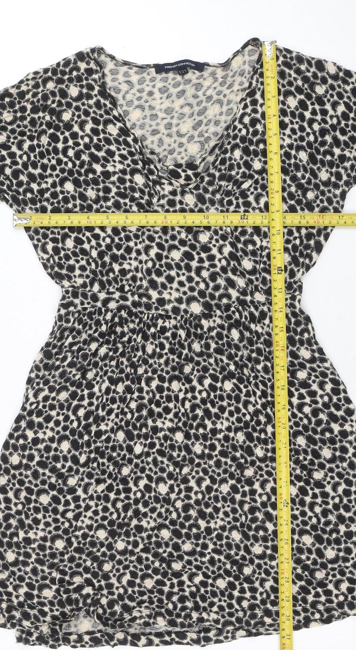French Connection Womens Black Animal Print Sleeveless Wrap Dress Size 10