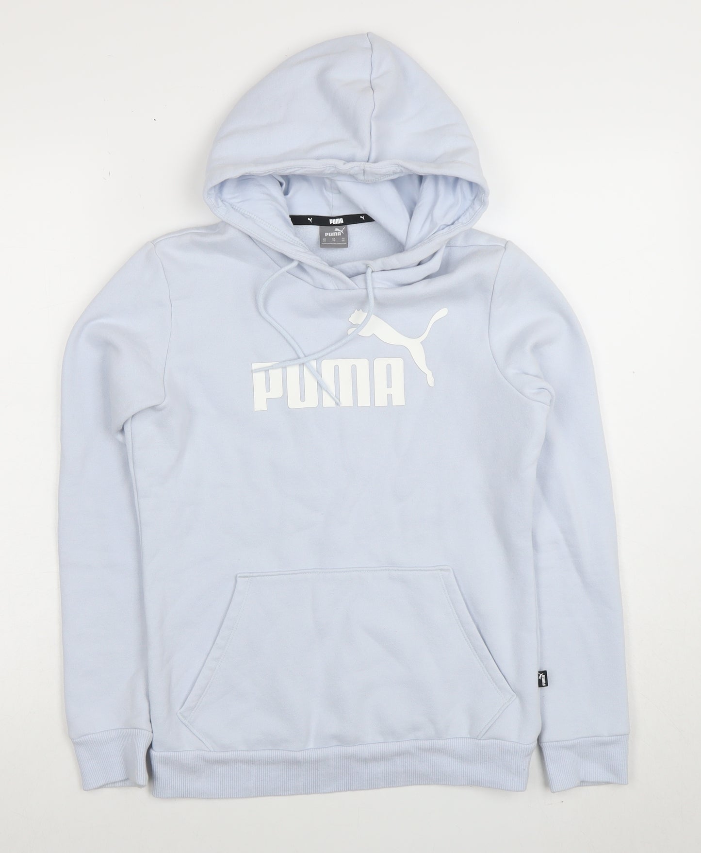 Puma Womens Light Blue XS Pullover Hoodie Cotton Blend Logo Sweatshirt