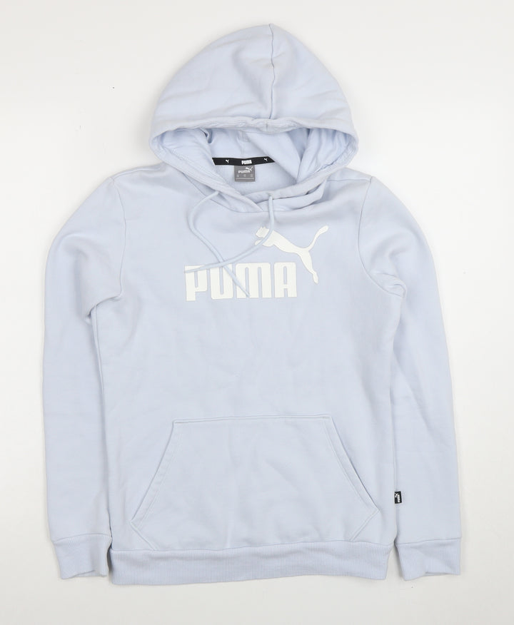Puma Womens Light Blue XS Pullover Hoodie Cotton Blend Logo Sweatshirt