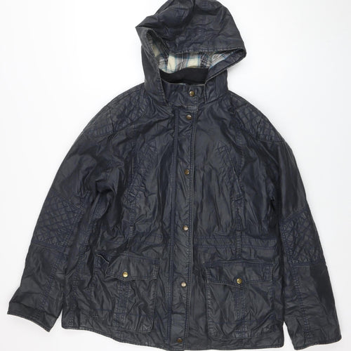 Marks and Spencer Women's Blue Hooded Parka Jacket UK 14 Belted Waterproof