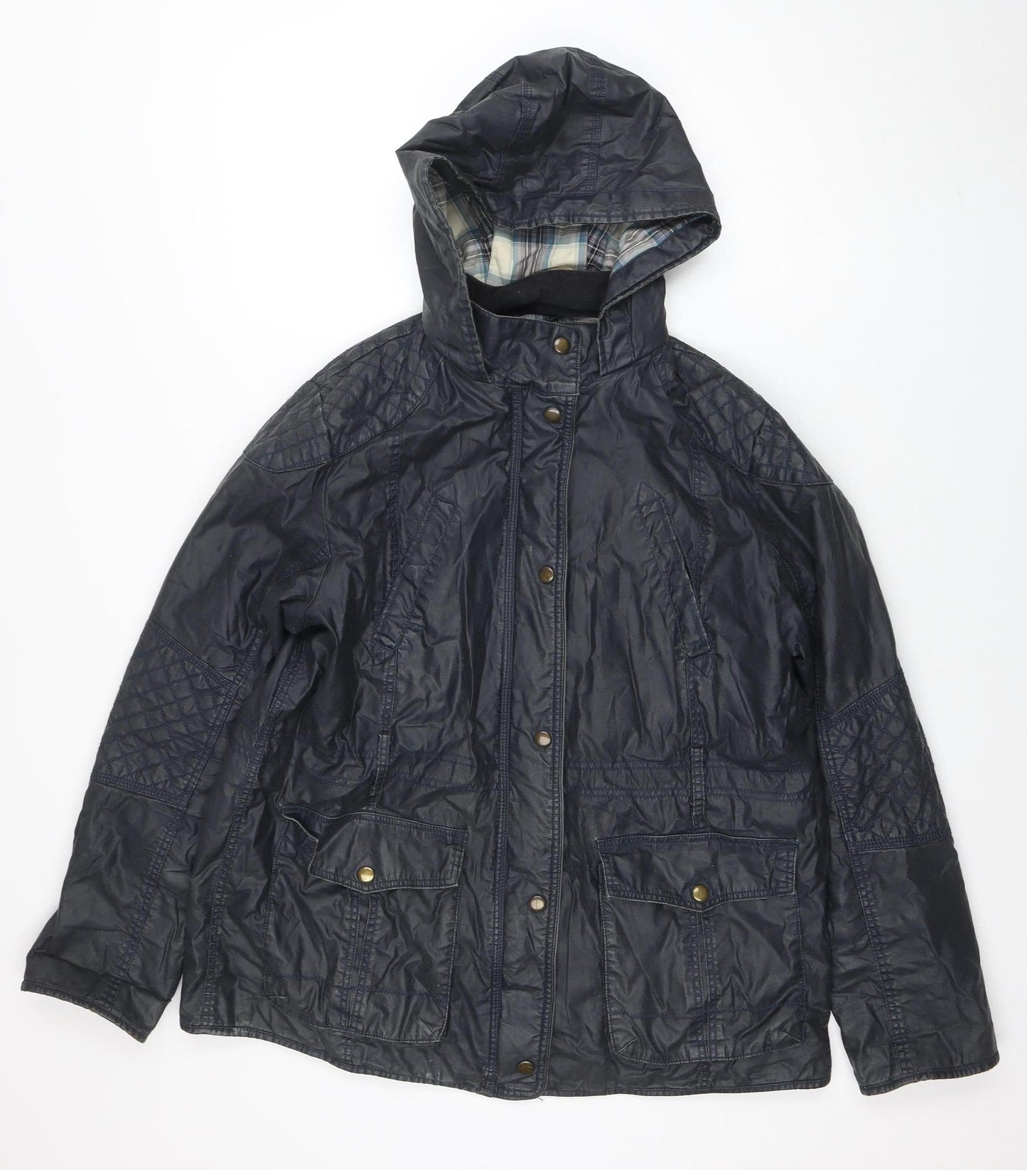 Marks and Spencer Women's Blue Hooded Parka Jacket UK 14 Belted Waterproof