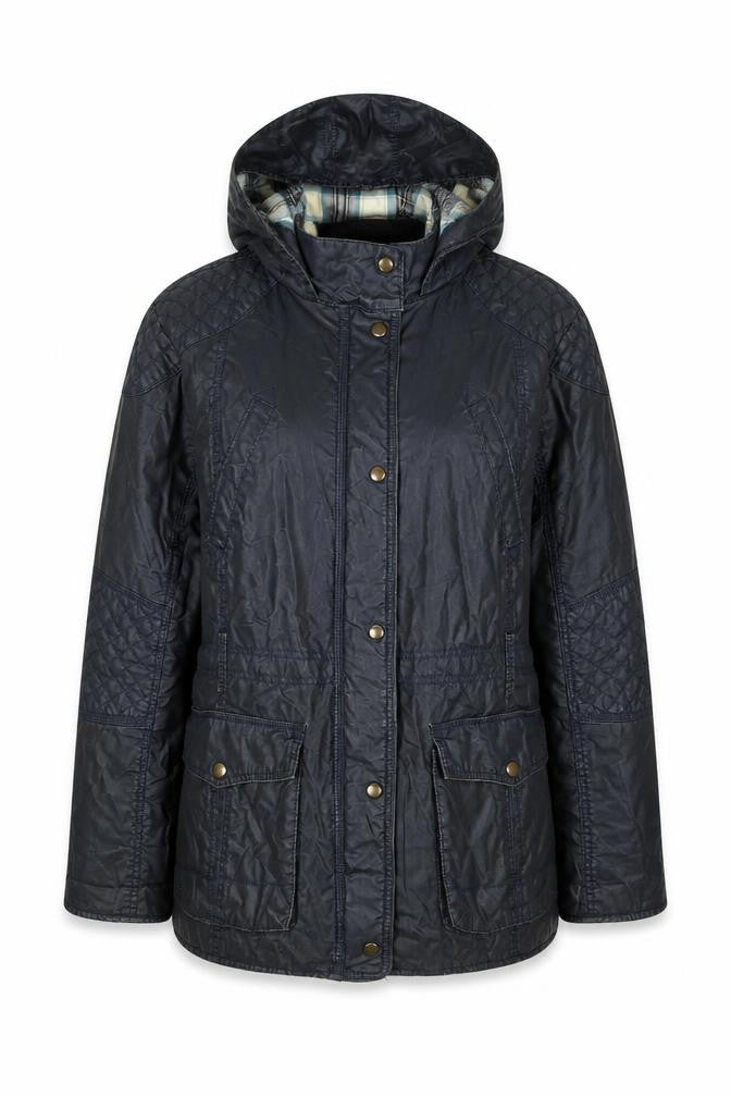 Marks and Spencer Women's Blue Hooded Parka Jacket UK 14 Belted Waterproof