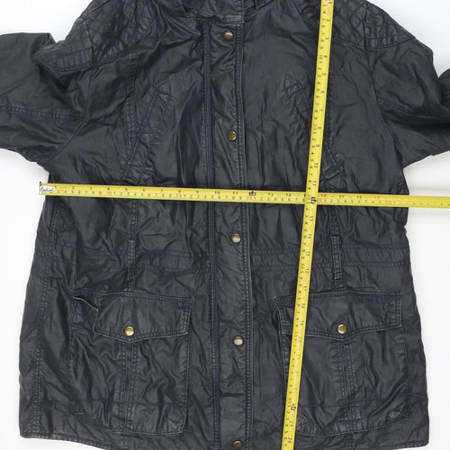 Marks and Spencer Women's Blue Hooded Parka Jacket UK 14 Belted Waterproof