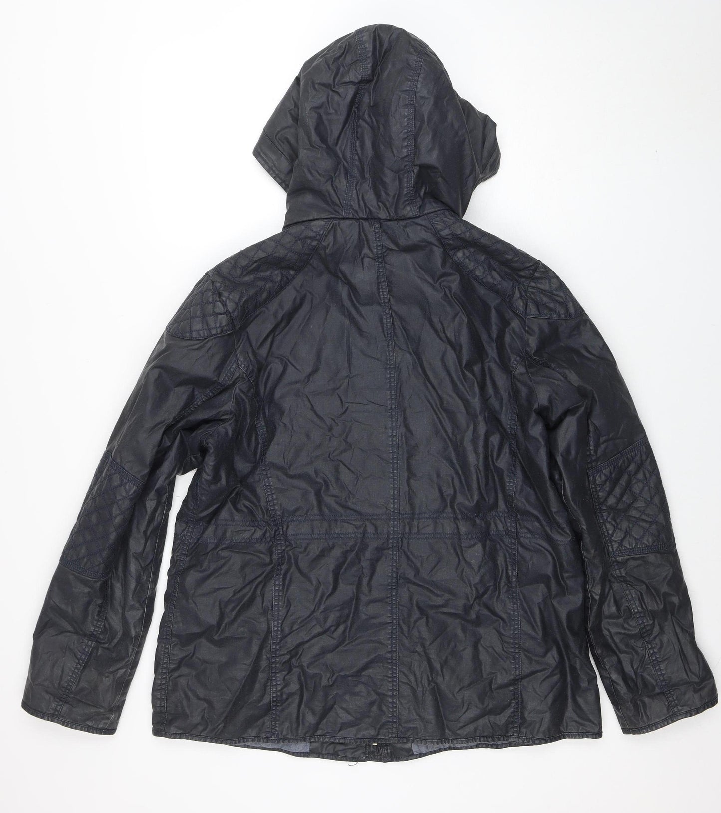 Marks and Spencer Women's Blue Hooded Parka Jacket UK 14 Belted Waterproof