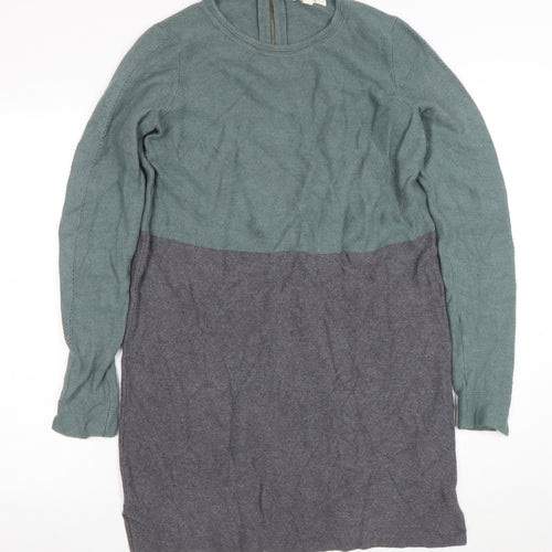 Whistles Women's Green Knit Tunic Jumper Size 12 Long Sleeve Crew Neck