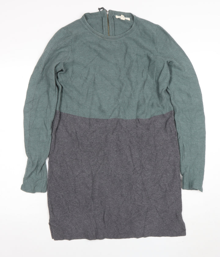 Whistles Women's Green Knit Tunic Jumper Size 12 Long Sleeve Crew Neck