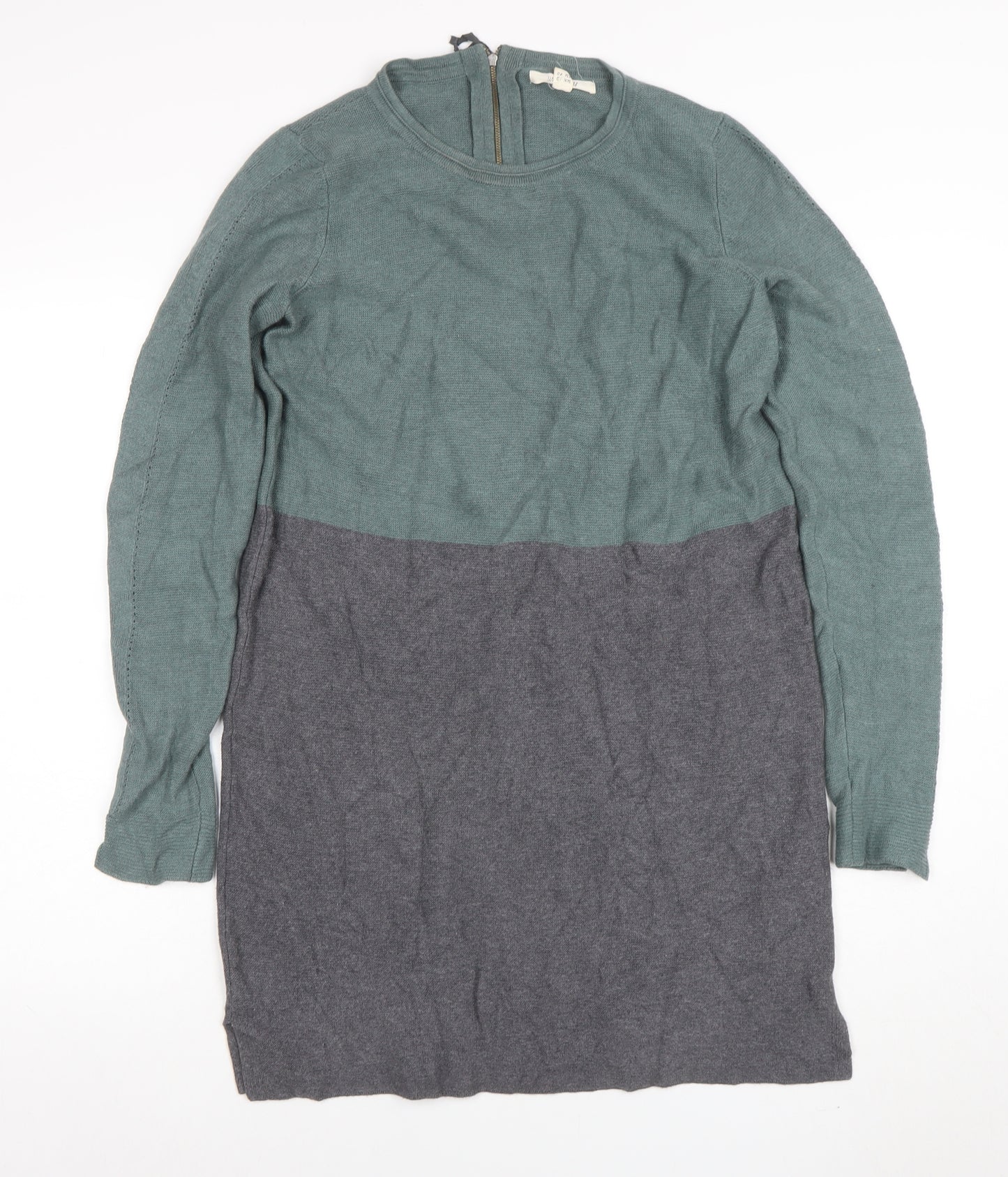 Whistles Women's Green Knit Tunic Jumper Size 12 Long Sleeve Crew Neck