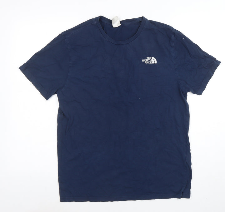 The North Face Mens Blue Cotton Crew Neck Short Sleeve T-Shirt L