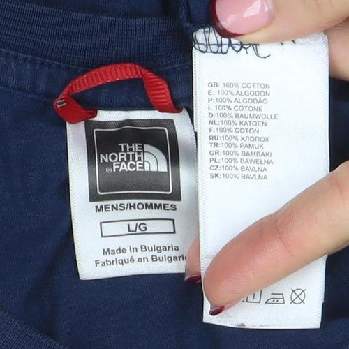 The North Face Mens Blue Cotton Crew Neck Short Sleeve T-Shirt L