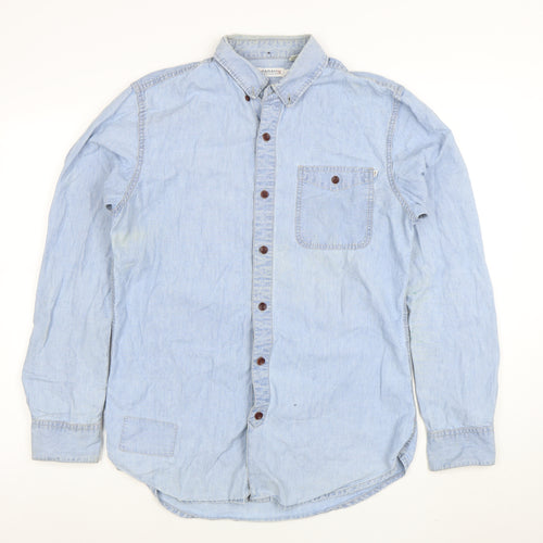 Farah 1920 Men's Blue Denim Button-Up Regular Fit Shirt Size M