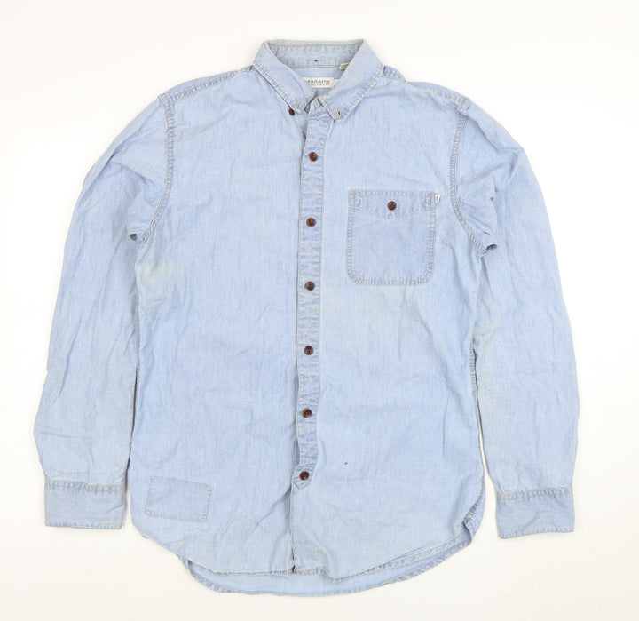 Farah 1920 Men's Blue Denim Button-Up Regular Fit Shirt Size M